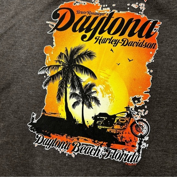 Harley Davidson Women’s XL Metallic Foil Multicolor Design Dayton Beach on Back - Picture 4 of 5